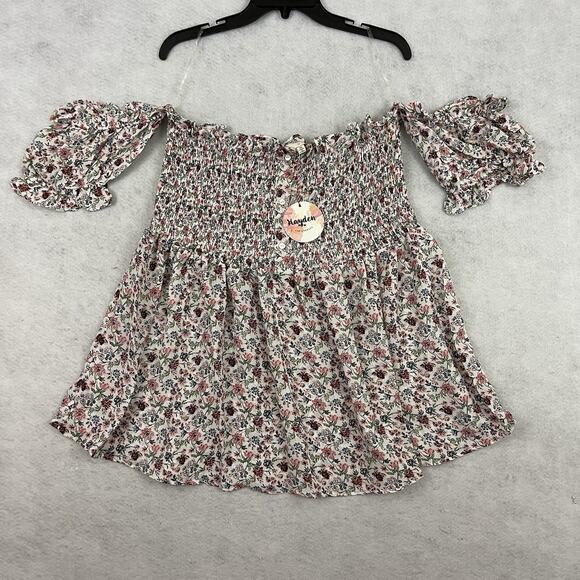 Hayden Los Angeles Smocked Floral Top Womens Plus Size 1XL Ruffle Boho NEW - Picture 5 of 9